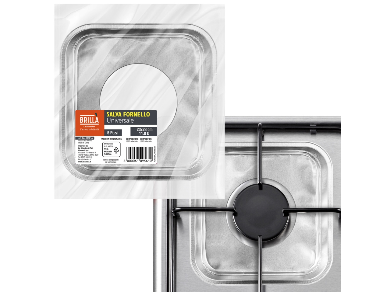 SALVA FORNELLO UNIVERSALE 23X23CM 5PZ SAL09561A