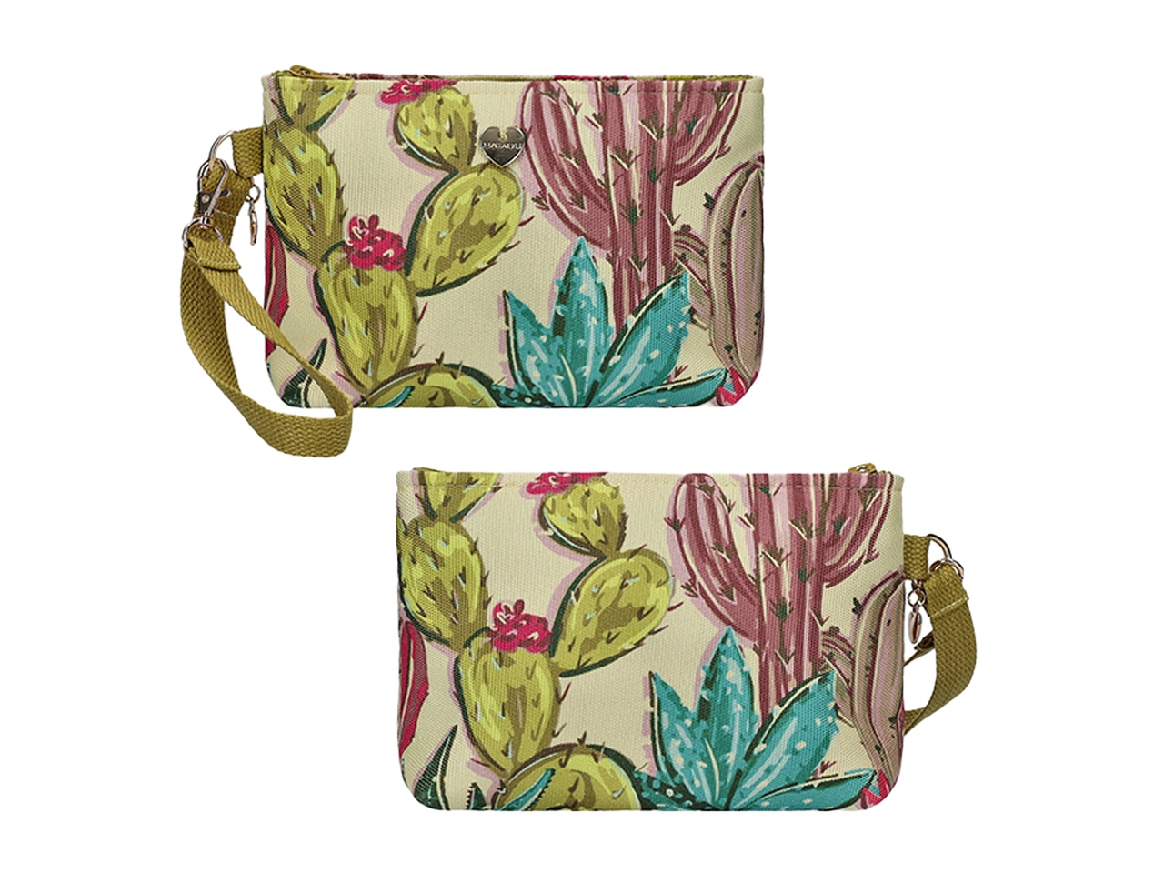 POCHETTE TESSUTO C/STAMPA 21X6X18CM VERDE BR0525