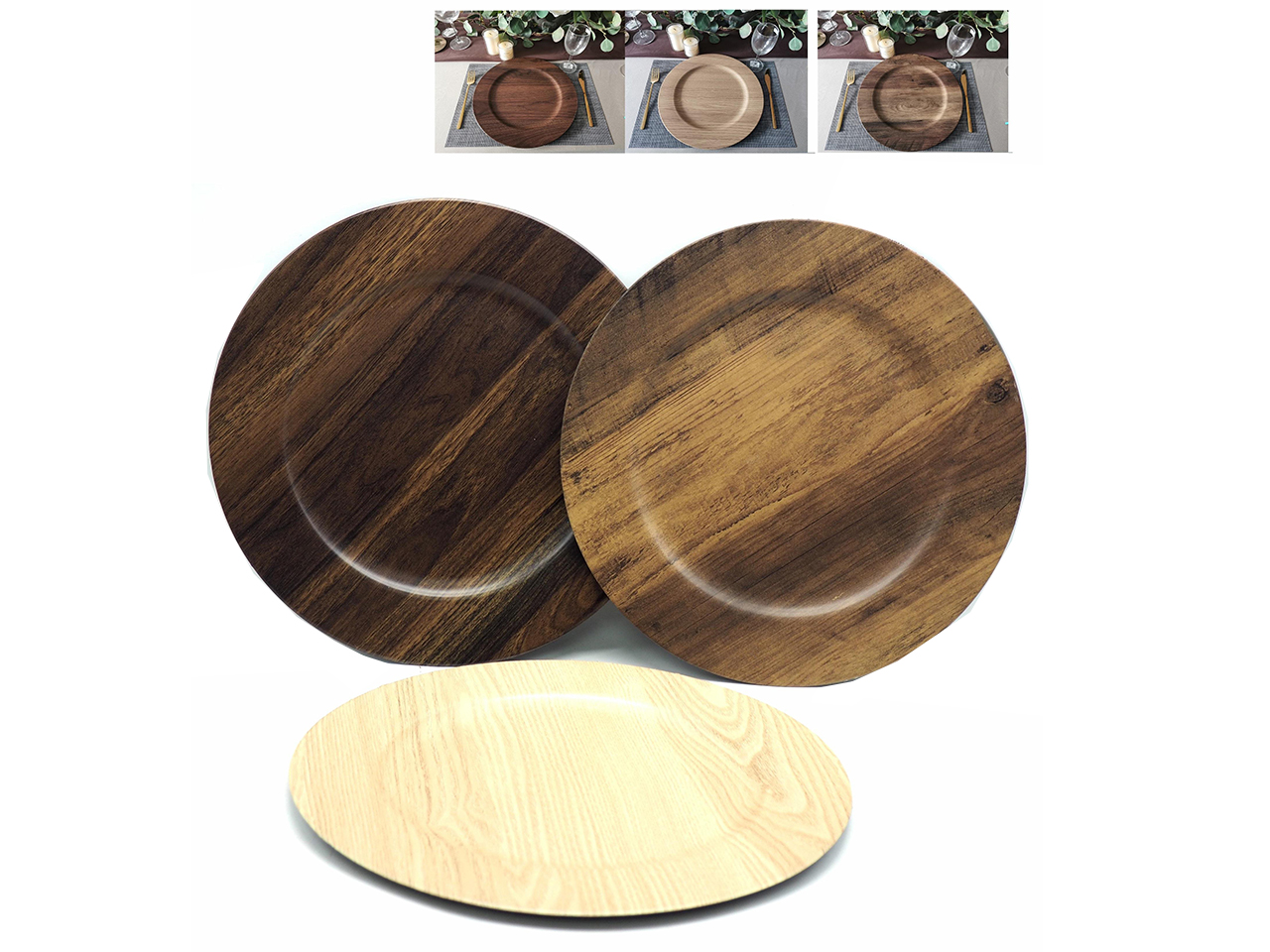 PIATTO PLASTICA D.33CM EFFETTO LEGNO