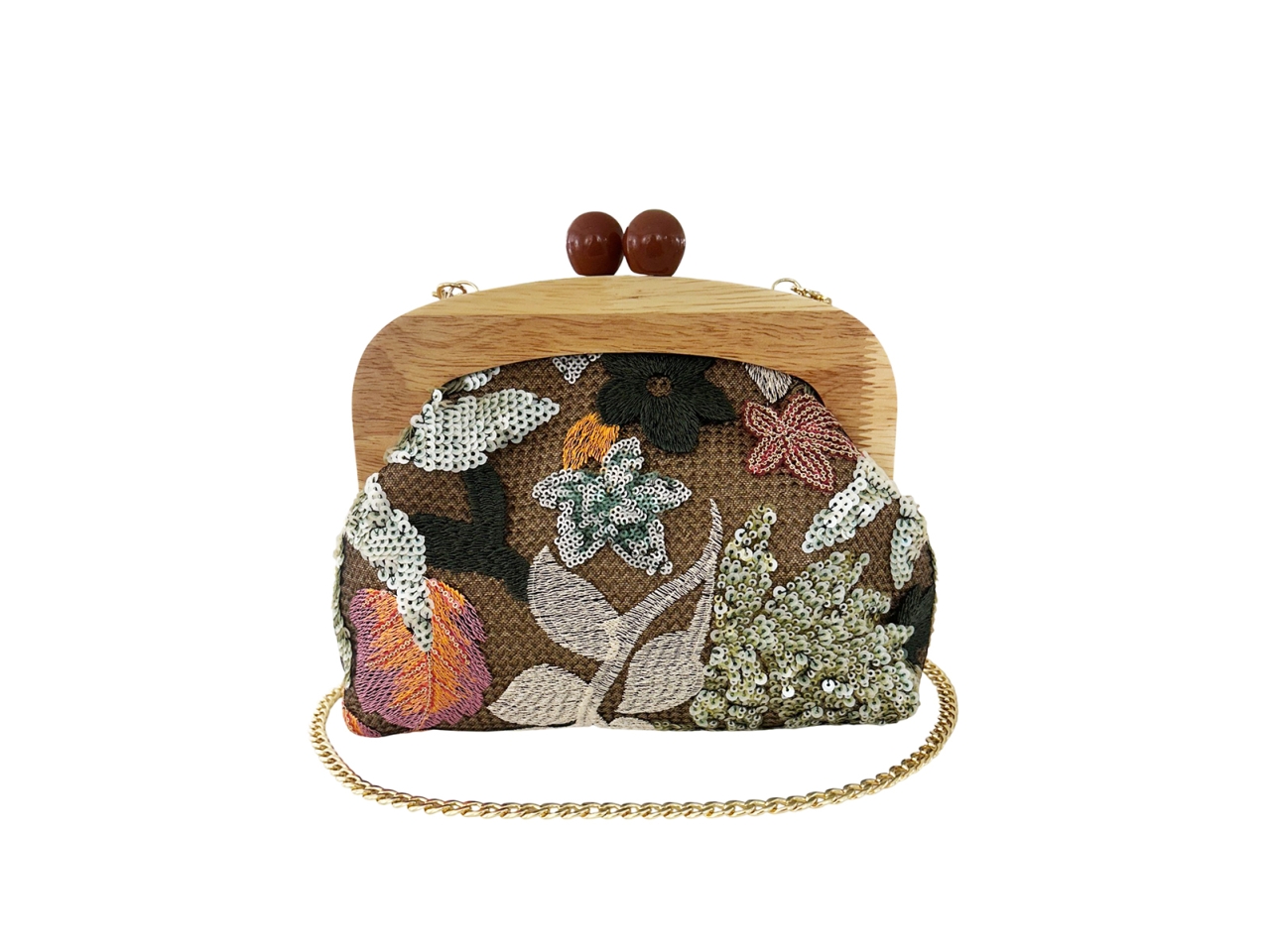 BORSETTA PASTICCINO C/FIORI NATURALE/ORO 288728