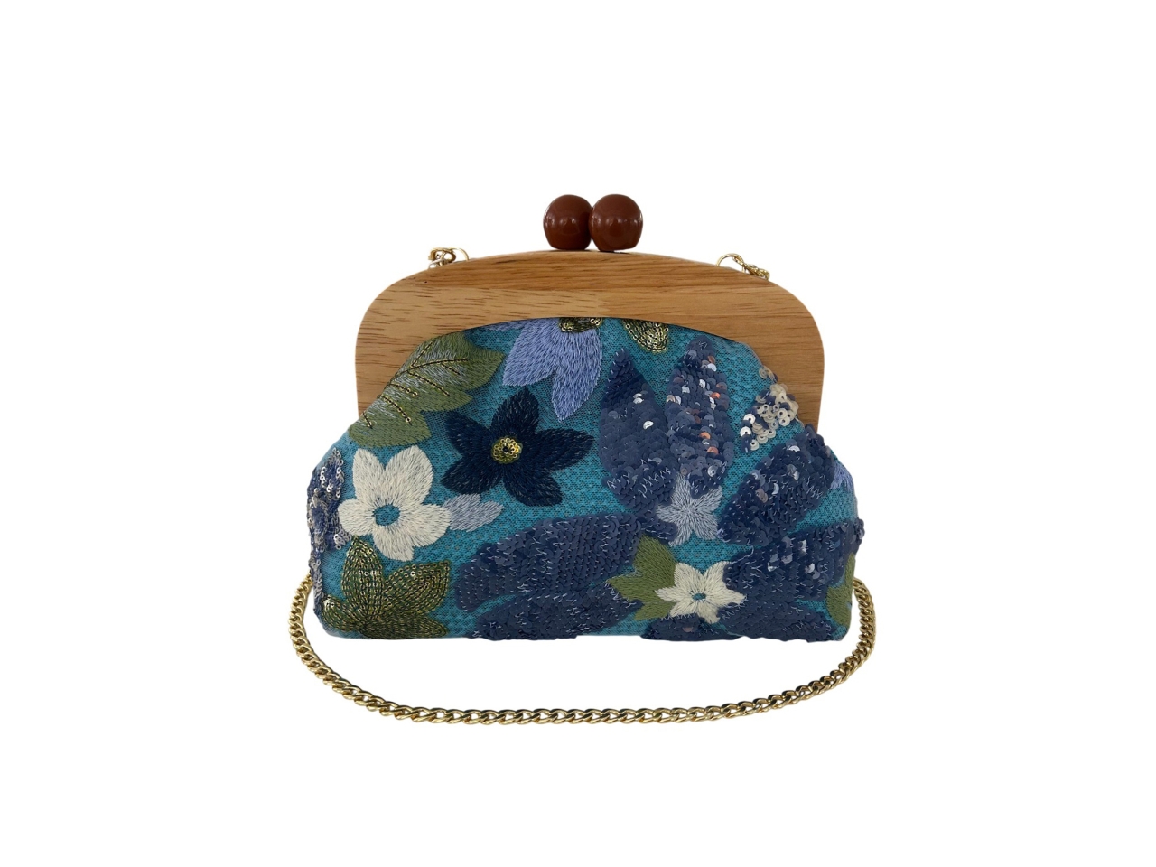 BORSETTA PASTICCINO C/FIORI TURCHESE/ORO 288730