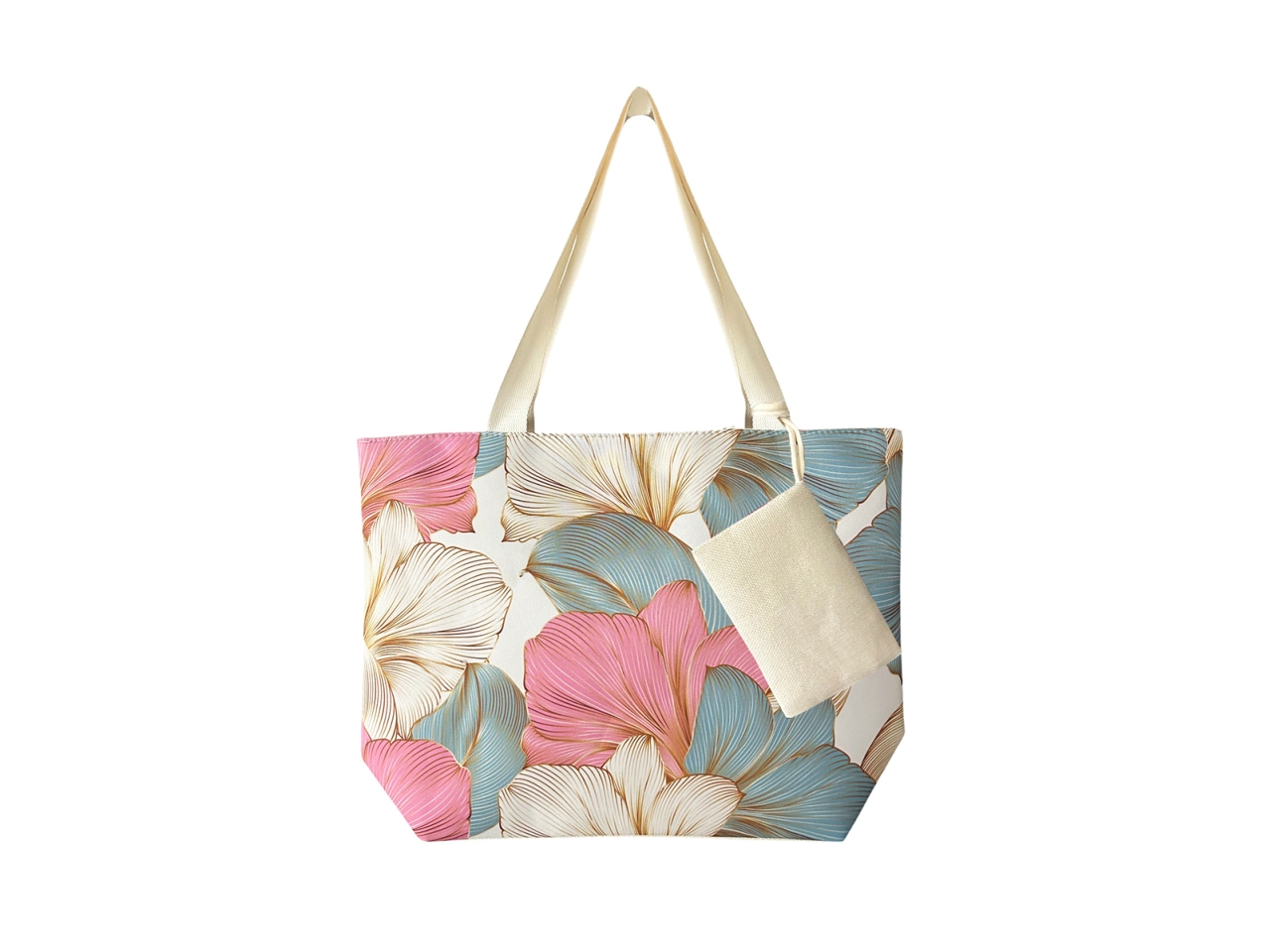 BORSA MARE FIORI ROSA E CELESTE C/POCHETTE288731