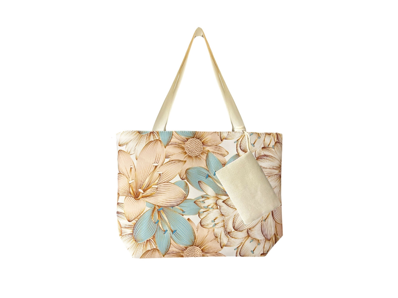 BORSA MARE FIORI NUDE E CELESTE C/POCHETTE288732