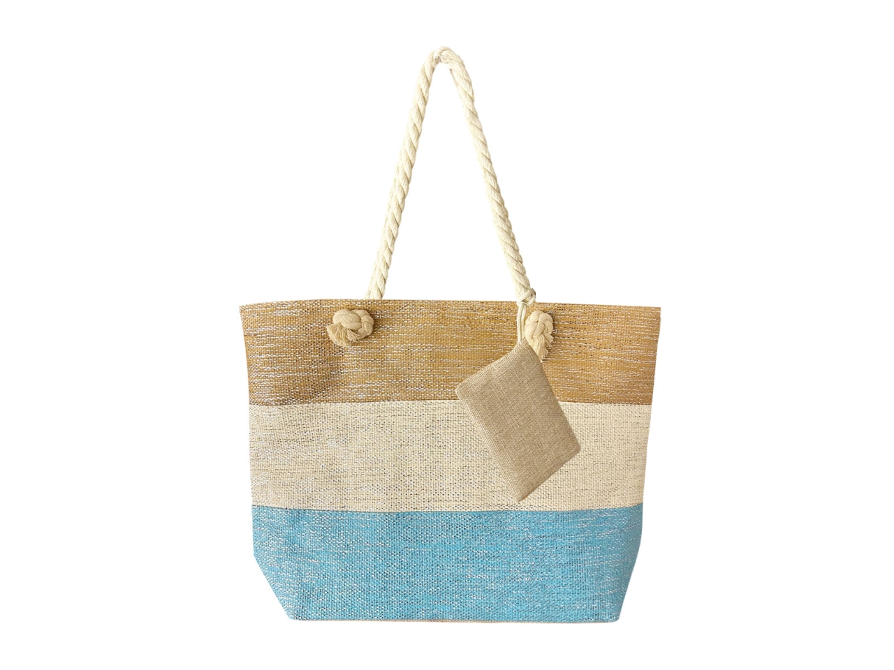 BORSA MARE RIGHE 3TONI CELESTE C/POCHETTE 288736