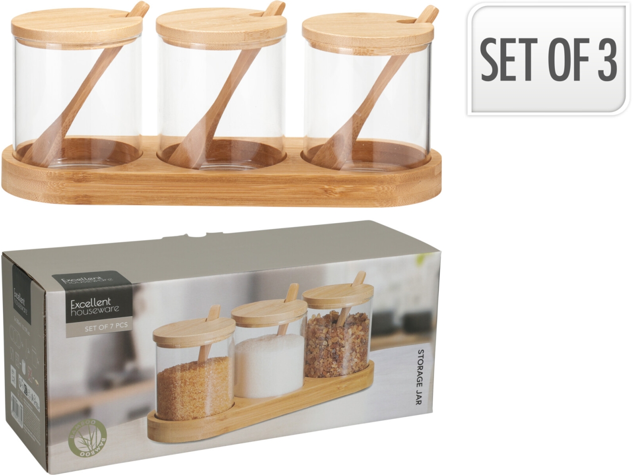 SET DI 3 BARATTOLI IN VETRO C/COPERCHIO CD4000340