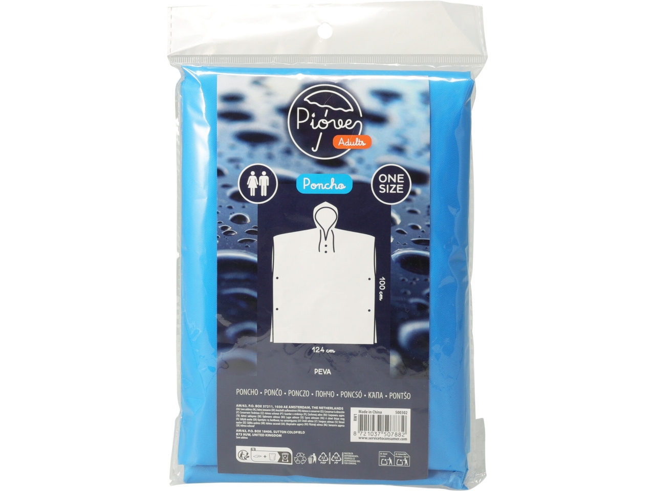 PONCHO ANTIPIOGGIA ADULTI H.100XL.124CM RW1900220 PONCHO ANTIPIOGGIA ADULTI H.100XL.124CM RW1900220