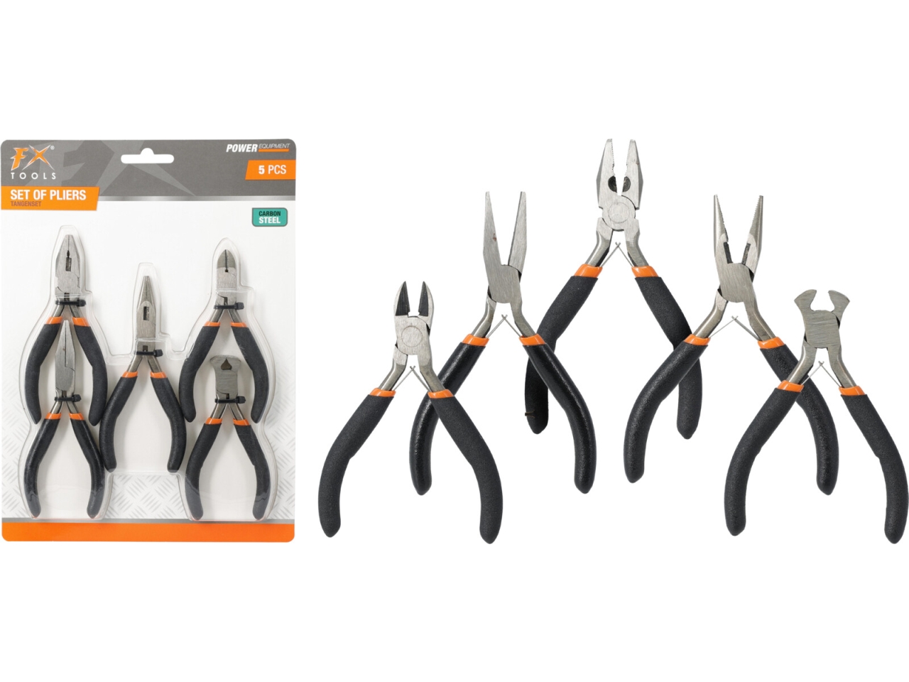 SET 5 MINI PINZE ACCIAIO NERO/ARANCIONE R05000300