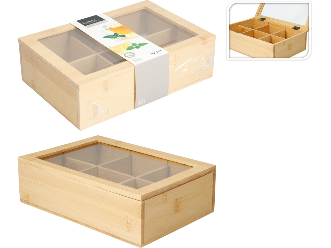 SCATOLA DA TÈ BAMBÙ 24X16X7 6 SCOMPARTI 101005690