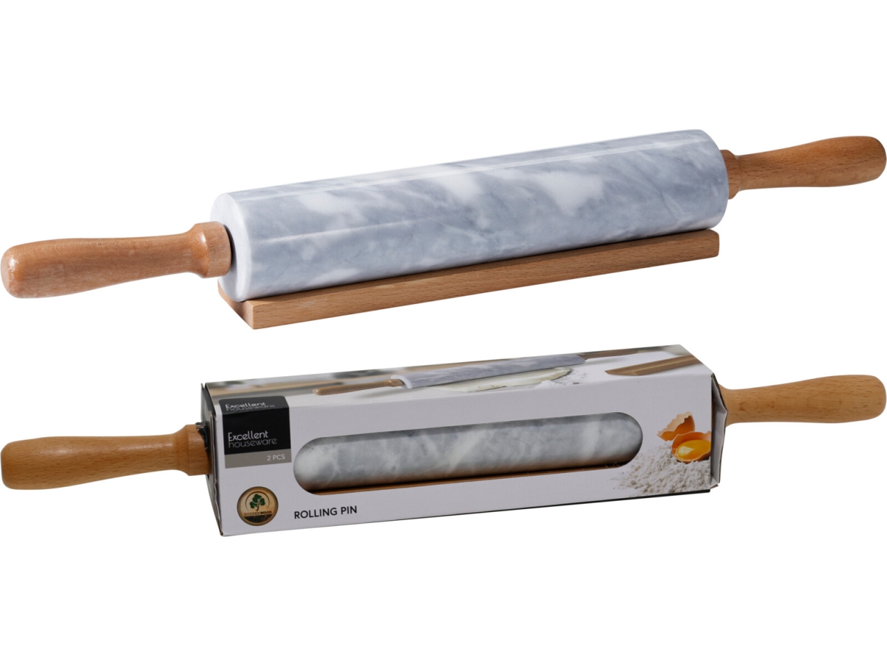 MATTARELLO IN MARMO BASE LEGNO 46CM 210001730 MATTARELLO IN MARMO BASE LEGNO 46CM 210001730