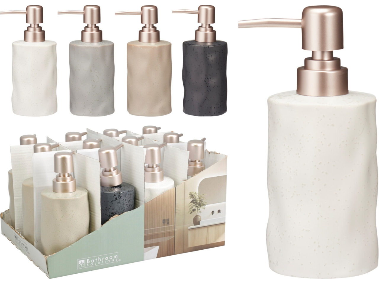 DISPENSER SAPONE IN GRES 300ML 4 ASS. 793000210 DISPENSER SAPONE IN GRES 300ML 4 ASS. 793000210