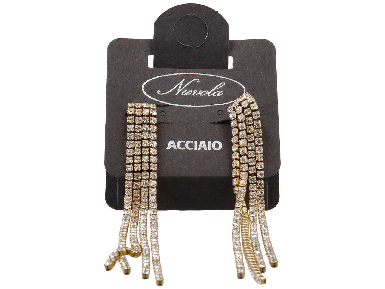 ORECCHINO ACCIAIO 4 F STRASS ORO