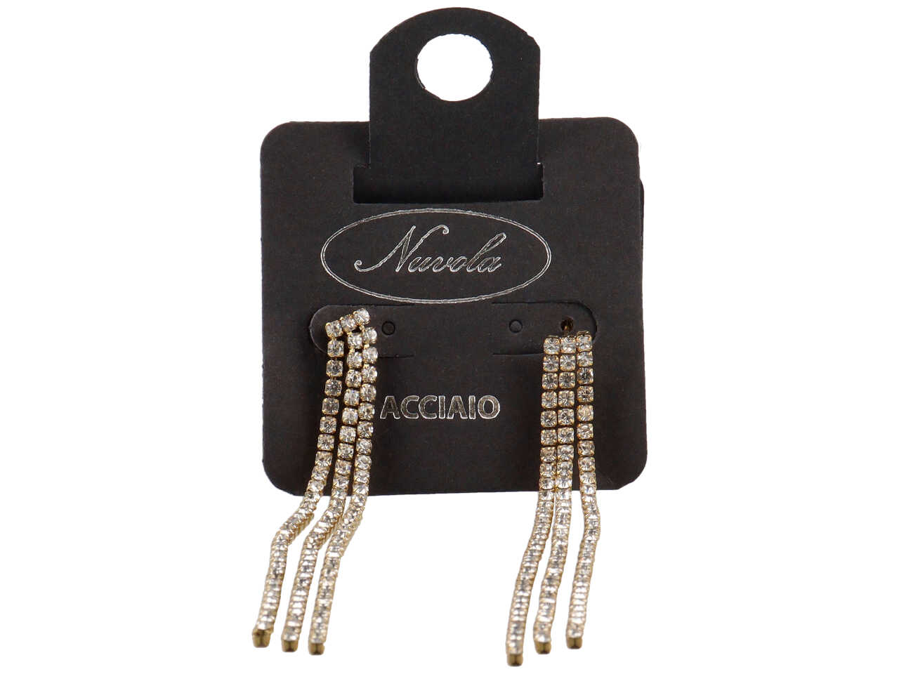 ORECCHINO ACCIAIO 3 F STRASS ORO