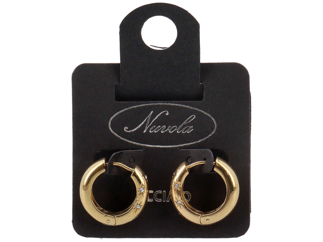 CERCHI DOPPI 20MM CON ZIRCONI A SOLE ORO