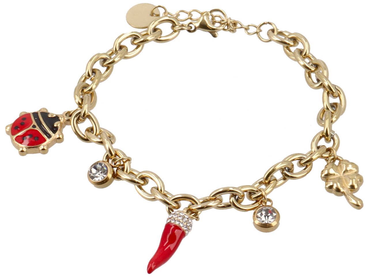 BRACCIALE COCCINELLA CORNO ZIRCONI E QUADRIF. ORO BRACCIALE COCCINELLA CORNO ZIRCONI E QUADRIF. ORO