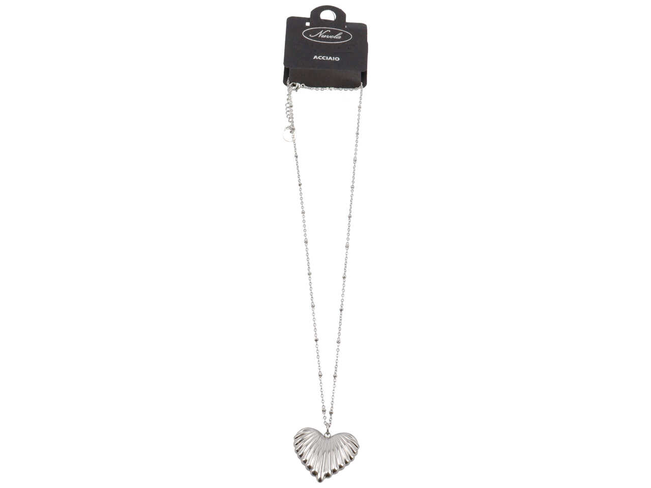 COLLANA CON CUORE 3D RIGATO COLLANA CON CUORE 3D RIGATO