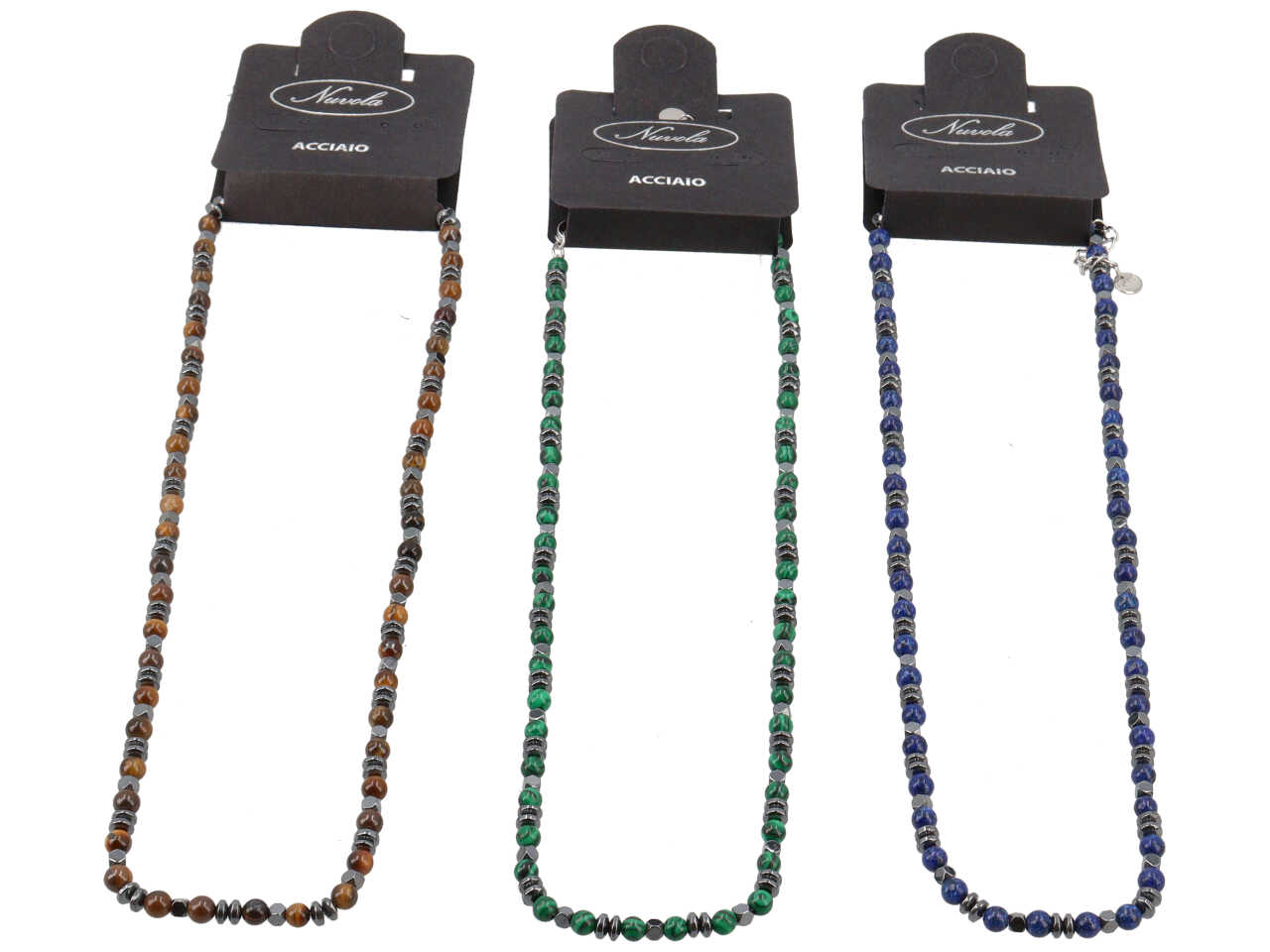 COLLANA SFERE COLOR 4MM CON CUBI E DISCHI EMATITE