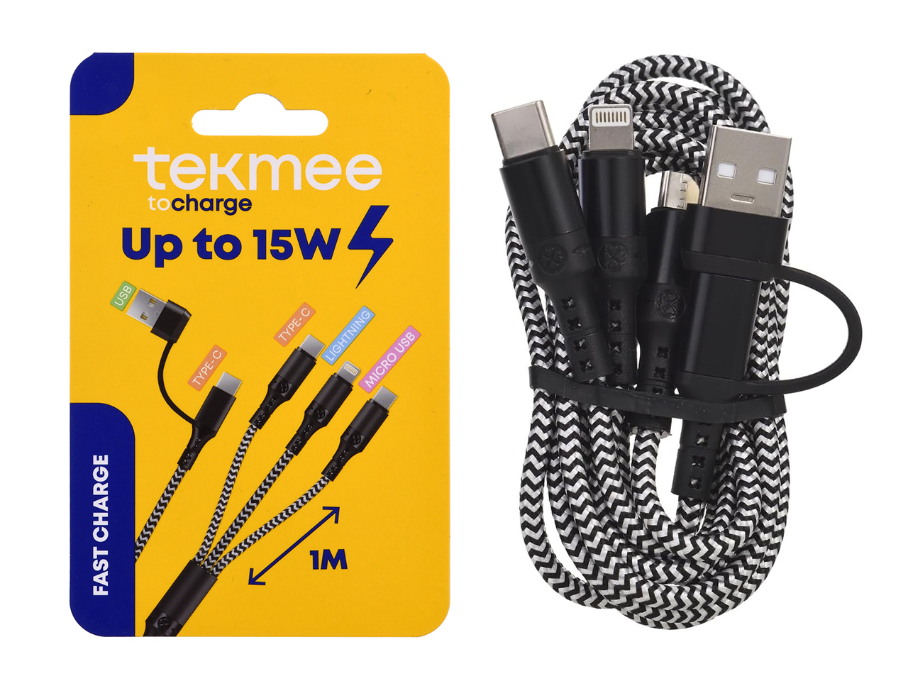 TEKMEE CAVO 15W 1MT USB-C TO 3IN1 40430161