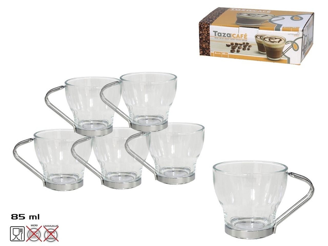 TAZZA CAFFE IN VETRO SET DA 6 TAZZE