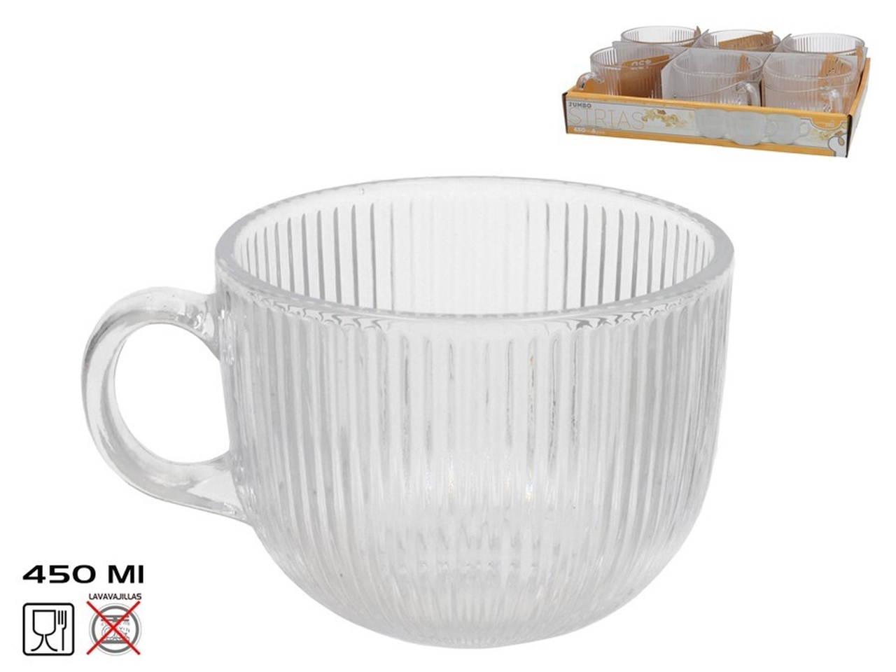 TAZZA JUMBO STRIAS CRISTAL 450ML