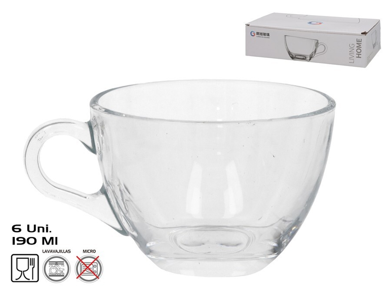 BICCHIERI IN VETRO DA 190ML SET DA 6 BICCHIERI