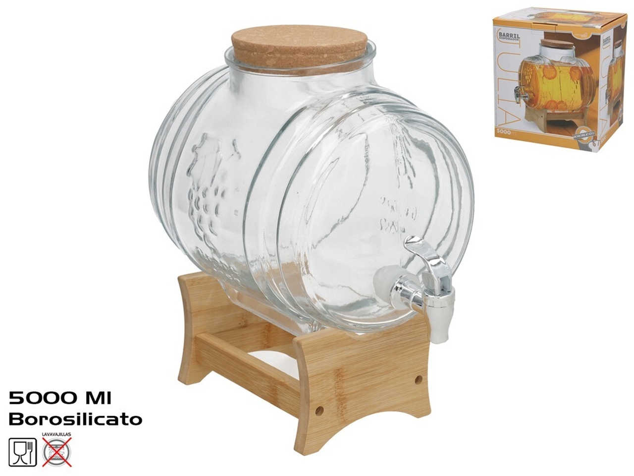 BARILE EROGATORE DI LIQUIDI DA 5000ML CON SUPPORTO