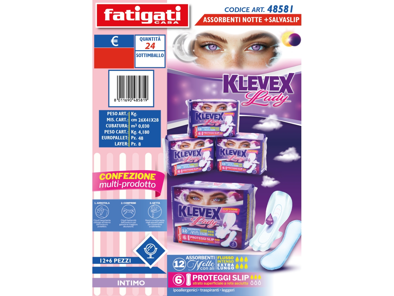 ASSORBENTI NOTTE + SALVASLIP 12+6 KLEVEXLAD 48581