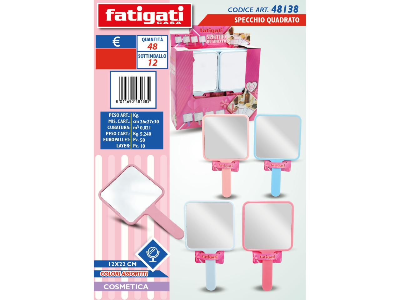 SPECCHIO QUADRATO 12X22CM 48138 SPECCHIO QUADRATO 12X22CM 48138