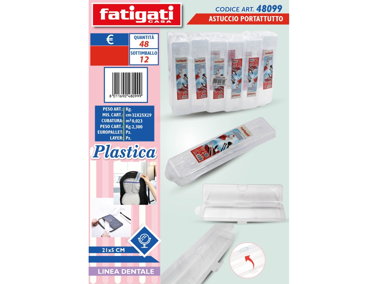 ASTUCCIO PORTATUTTO IN PLASTICA 21X5CM 48099