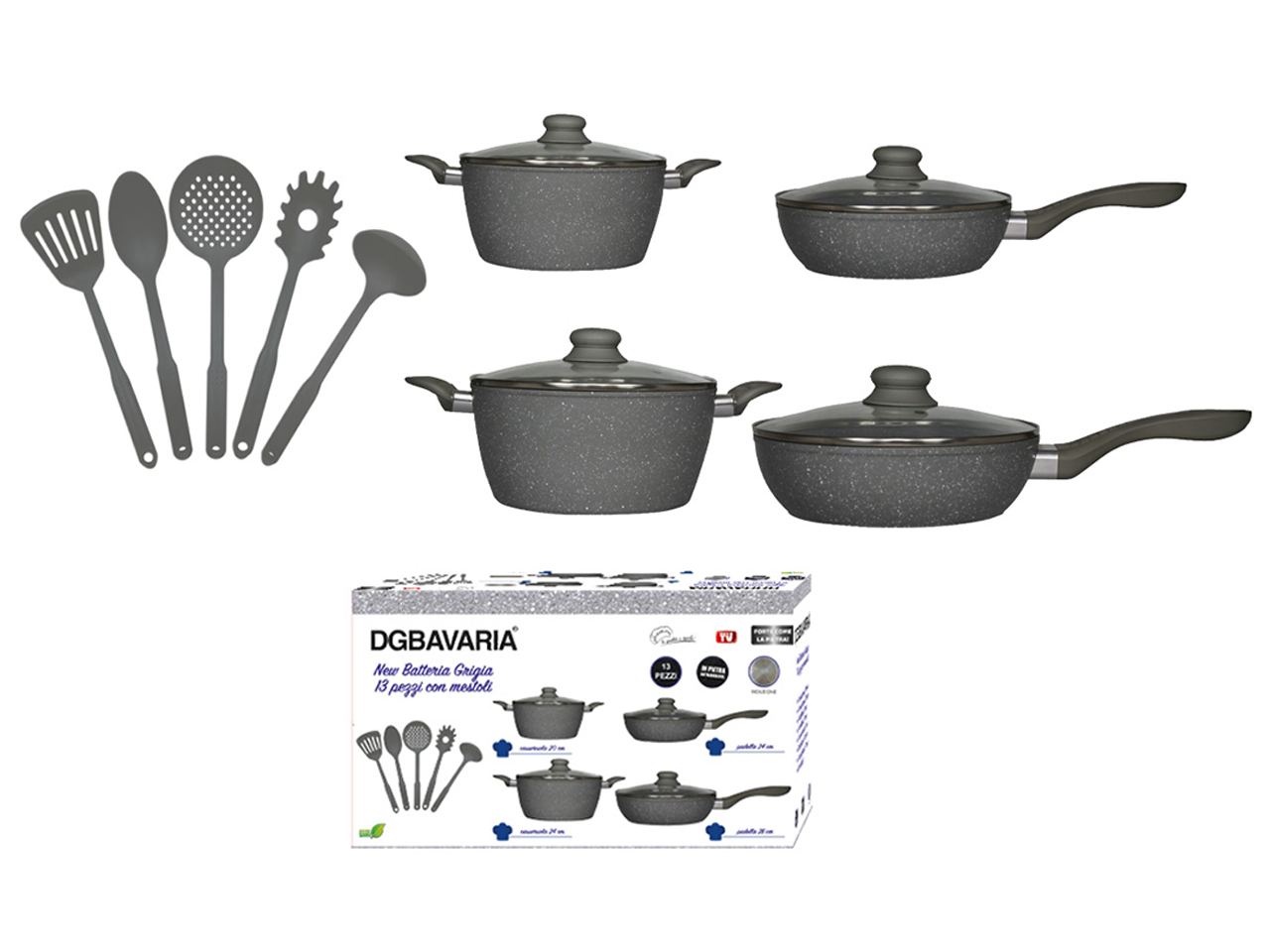 BATTERIA DI PENTOLE 13PZ INDUZ. NERA 255138 BATTERIA DI PENTOLE 13PZ INDUZ. NERA 255138