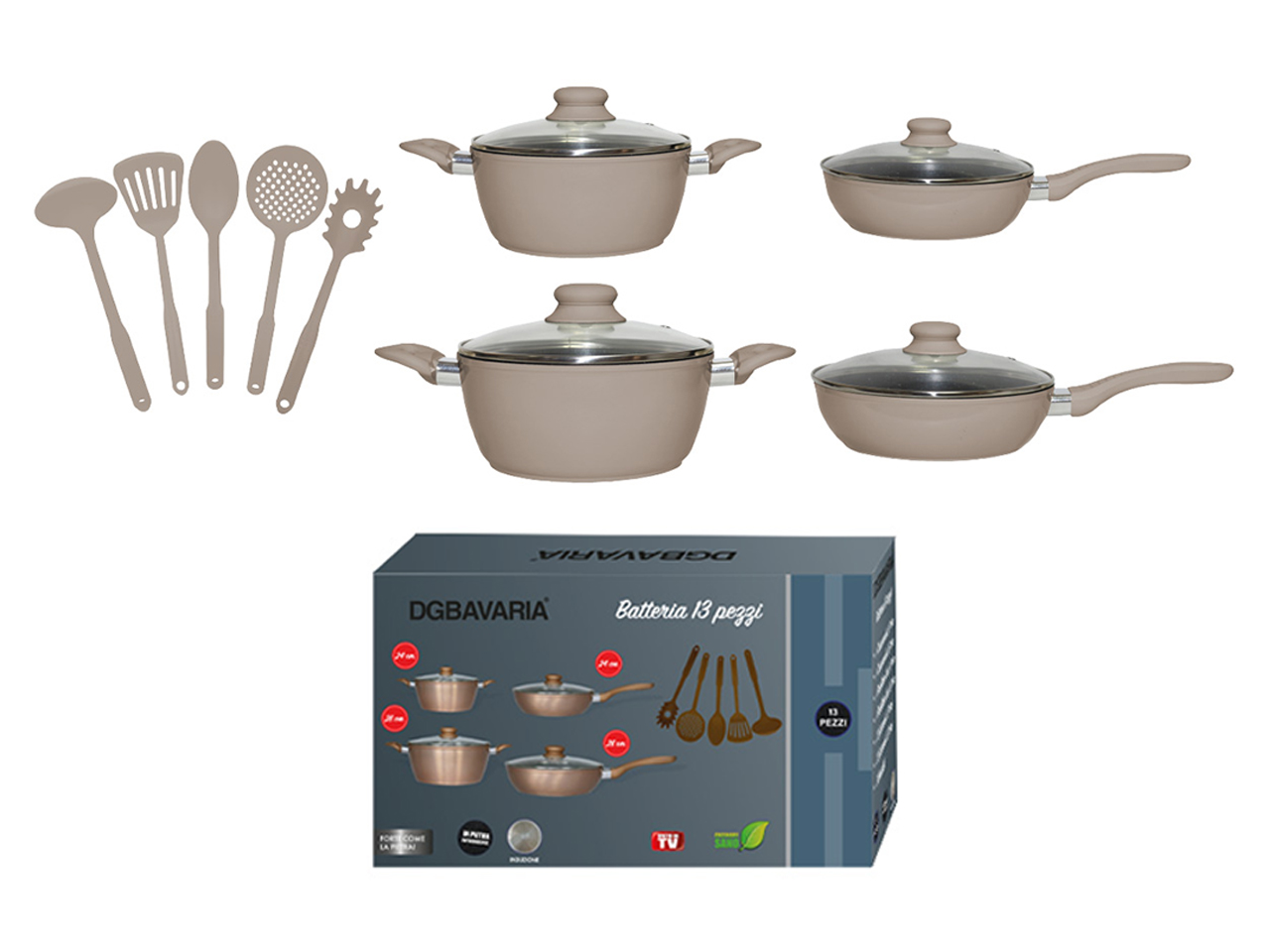 BATTERIA DI PENTOLE 13PZ INDUZ. CREMA 255143 BATTERIA DI PENTOLE 13PZ INDUZ. CREMA 255143