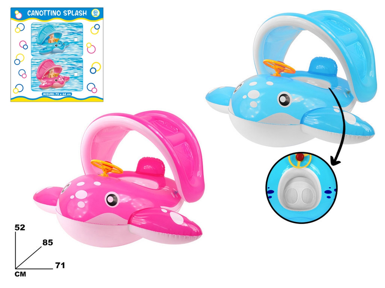 SALVAGENTE MUTANDINA SPLASH CON CAPPOTTINA 73X64CM
