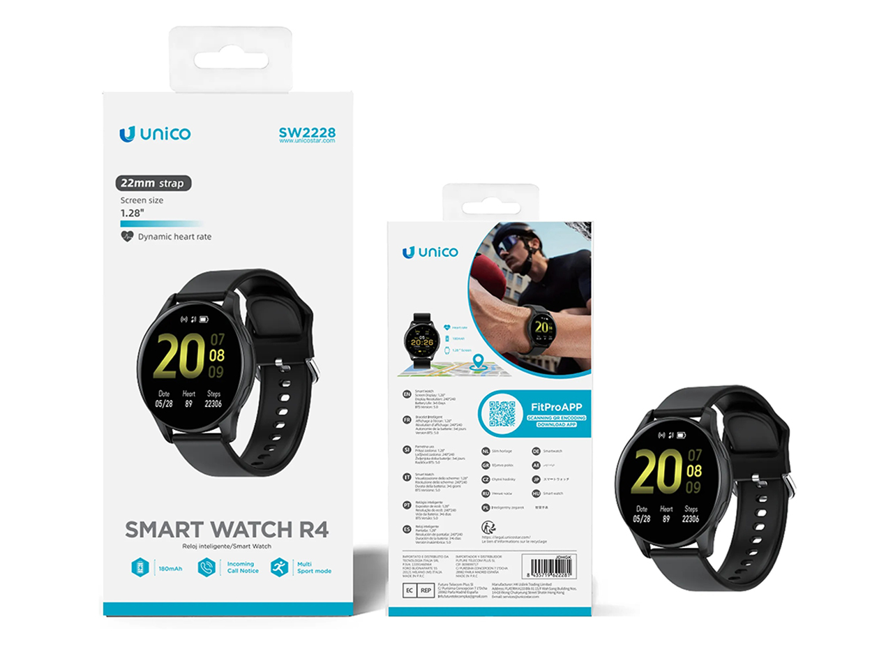 OROLOGIO INTELLIGENTE ROTONDO FITPRO R4 NERO