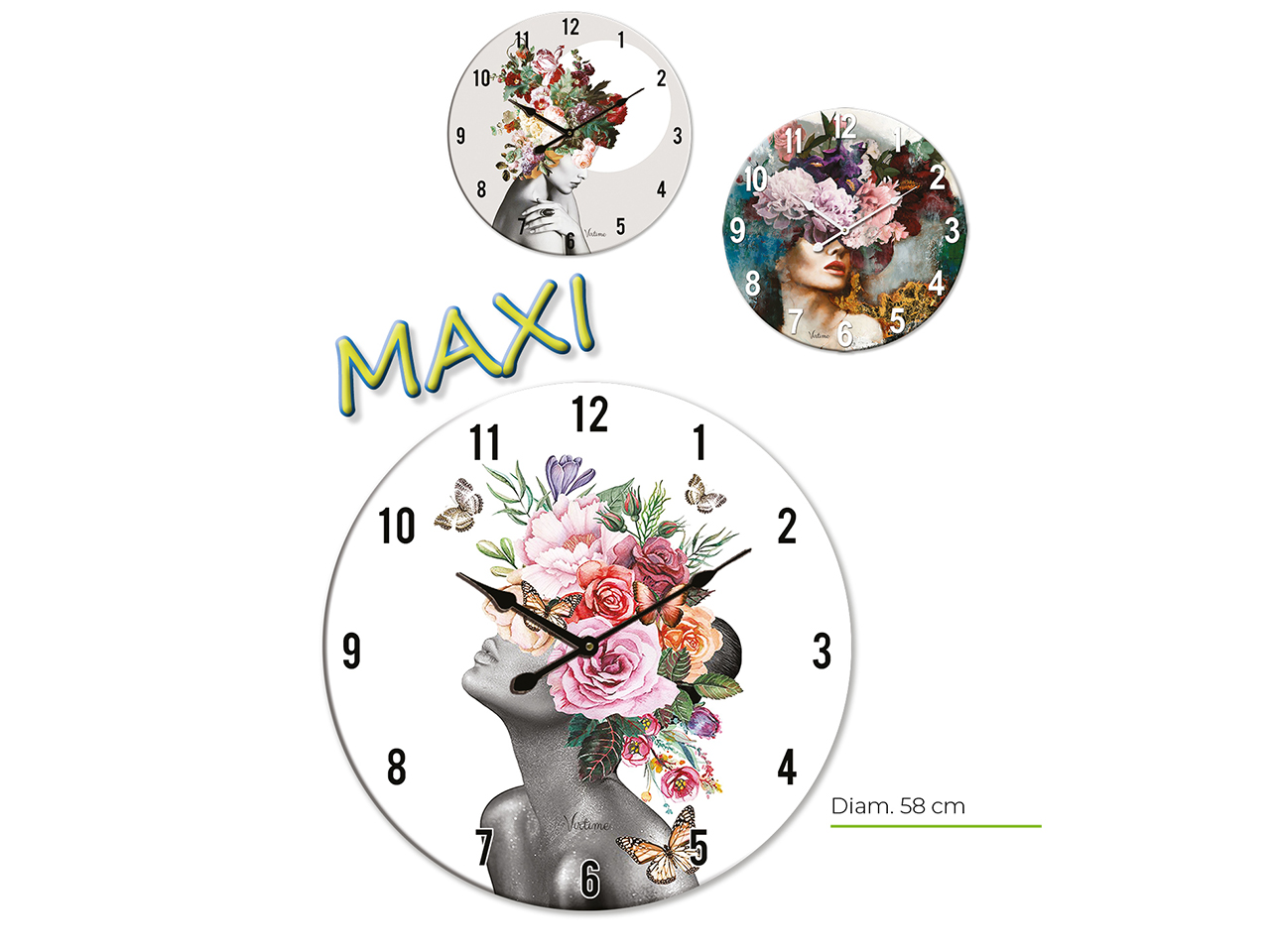 OROLOGIO DA PARETE FLOWER WOMAN D.58CM ASS.1138/30