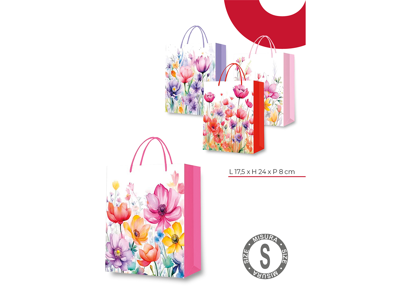 SHOPPER CARTA FLOWERS 24X17,5X8CM ASS. S14154/00