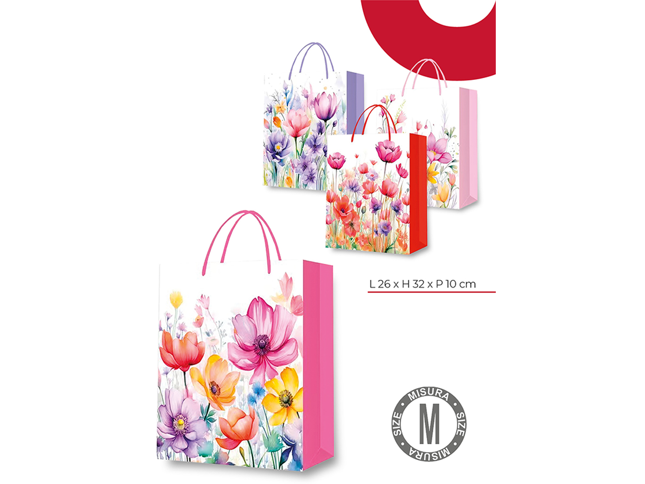 SHOPPER CARTA FLOWERS 32X26X10CM ASS. S14154/10