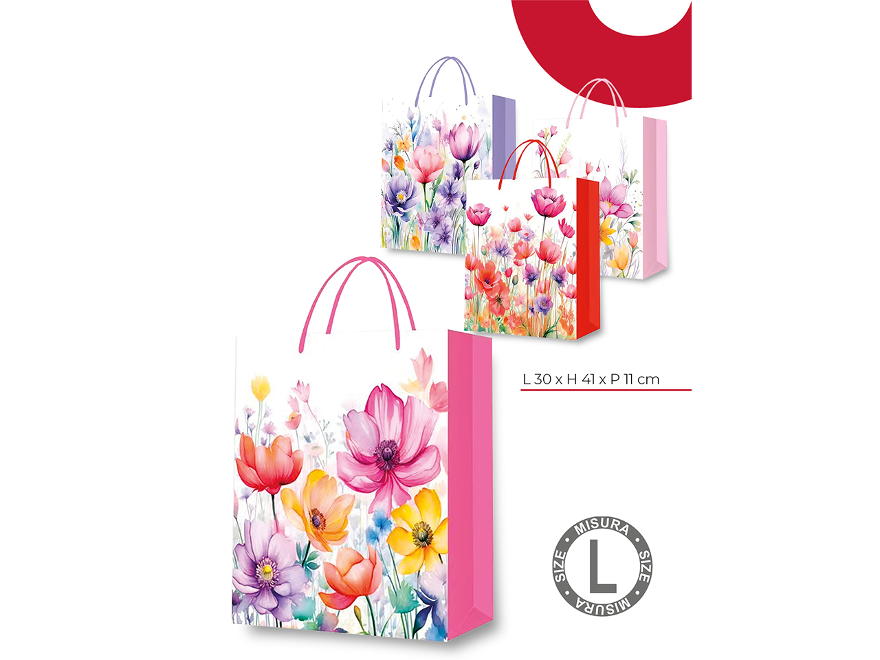 SHOPPER CARTA FLOWERS 41X30X11CM ASS. S14154/20