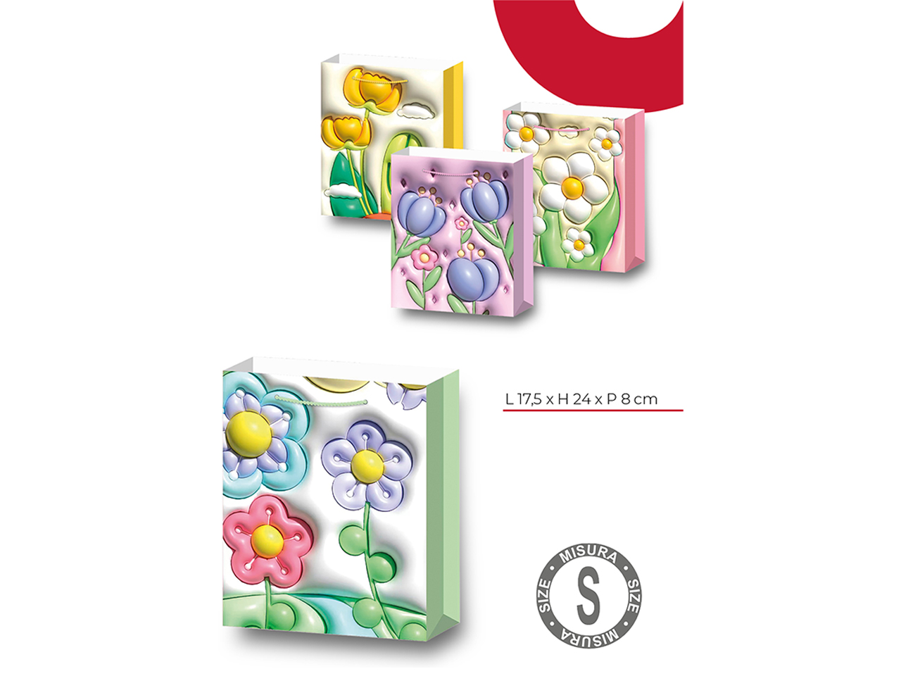 SHOPPER CARTA FIORI 3D 24X17,5X8CM ASS. S14161/00