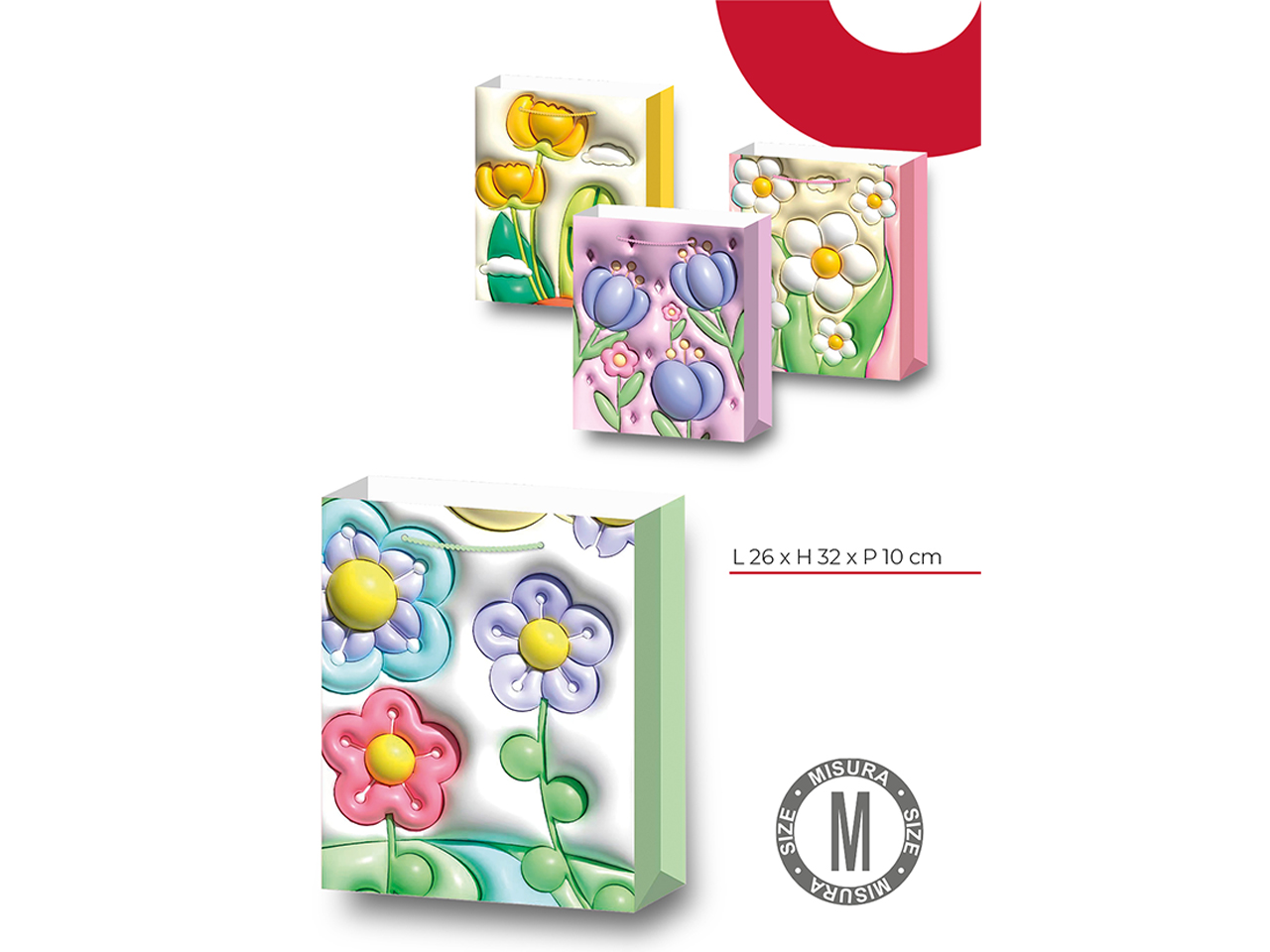 SHOPPER CARTA FIORI 3D 32X26X10CM ASS. S14161/10