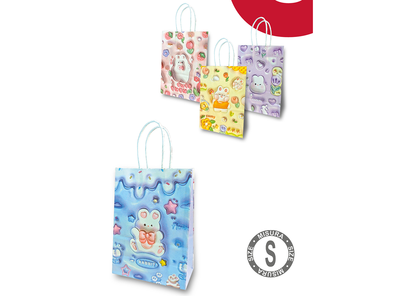 SHOPPER CARTA RABBIT 3D 21X15X8CM ASS. S14164/00