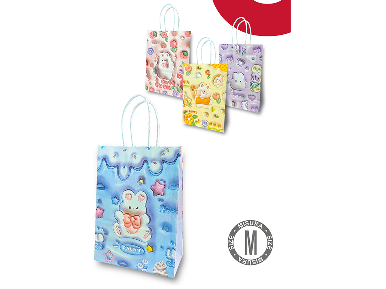 SHOPPER CARTA RABBIT 3D 27X21X11CM ASS. S14164/10