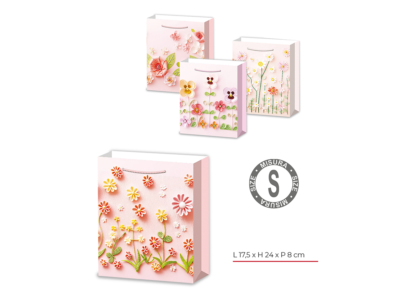 SHOPPER CARTA FIORI CAMPO24X17,5X8CM ASS.S14174/00