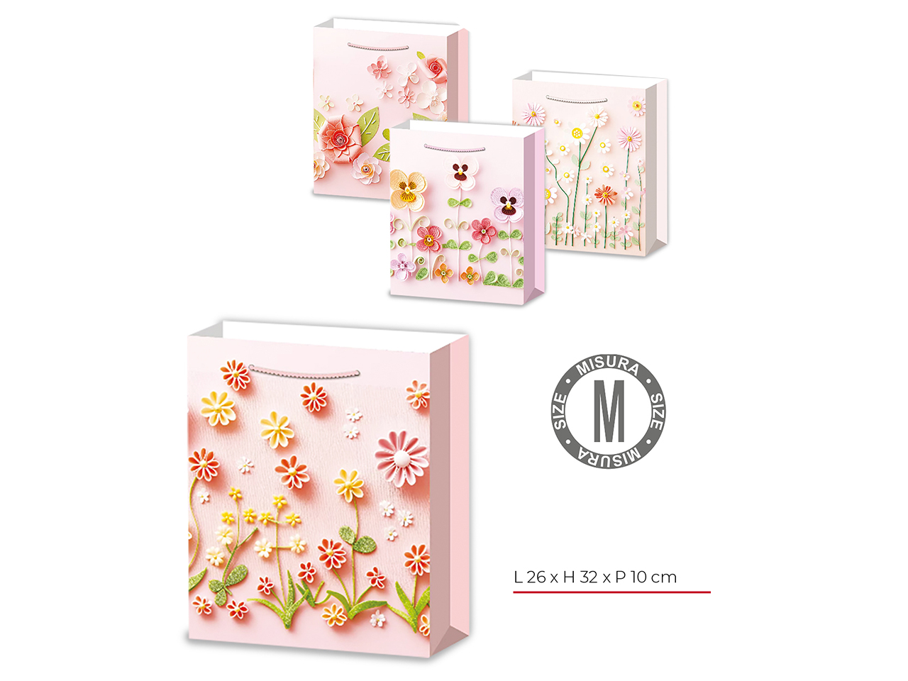 SHOPPER CARTA FIORI CAMPO 32X26X10CM ASS.S14174/10