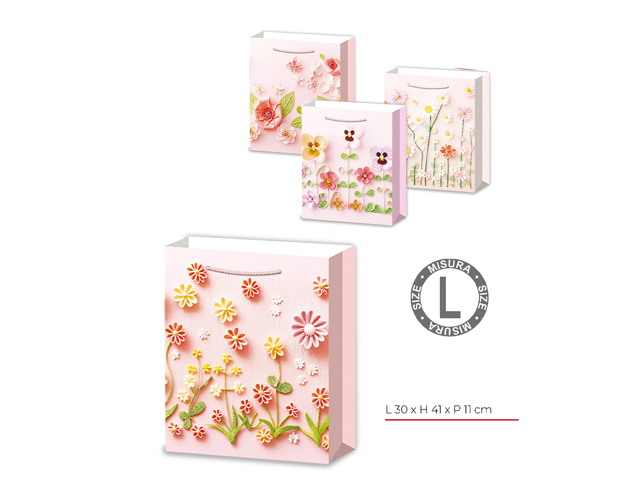 SHOPPER CARTA FIORI CAMPO 41X30X11CM ASS.S14174/20