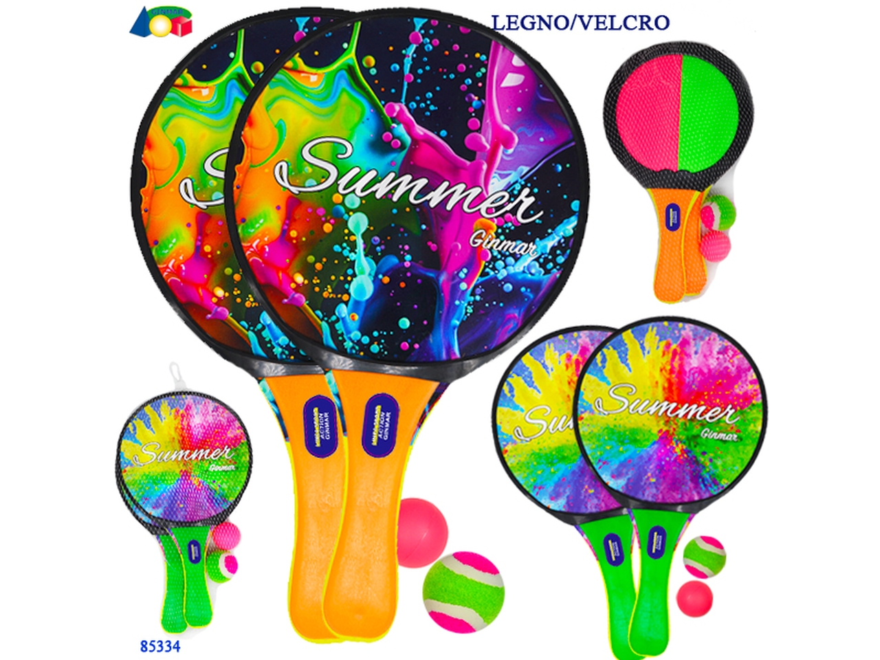 COPPIA RACCHETTONI 2 IN 1 C/2 PALLE ASS. 85334