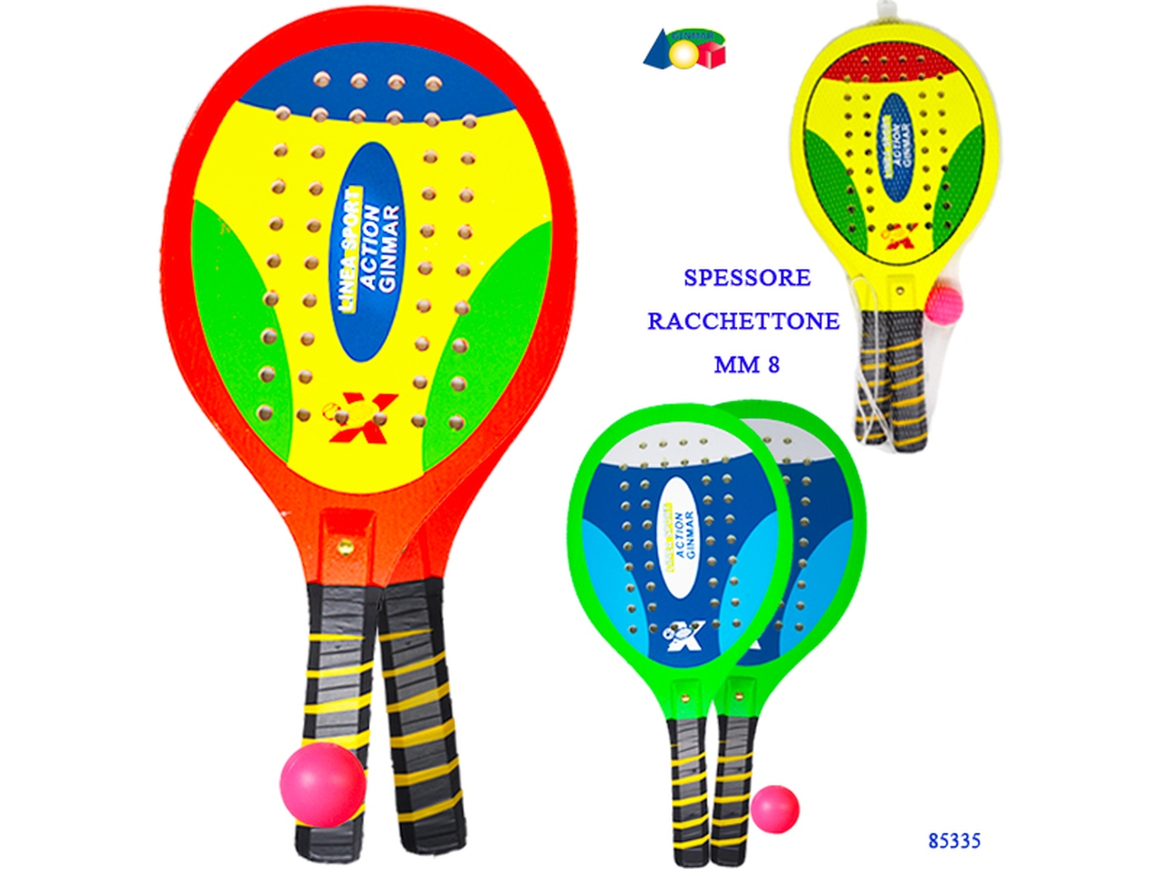 COPPIA RACCHETTONI C/FORI PALLA L.SPORT ASS. 85335