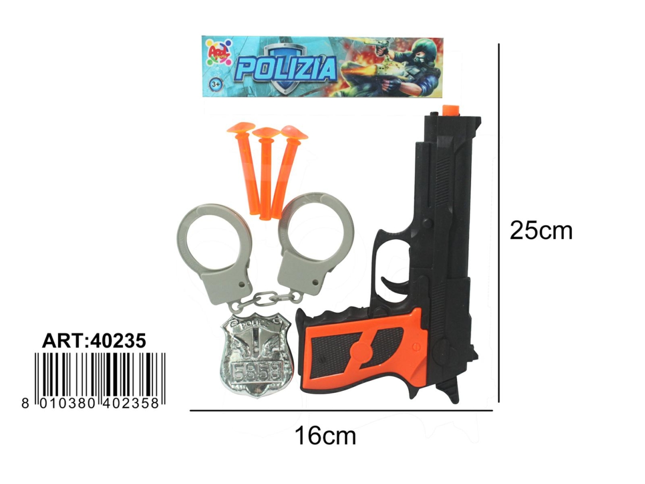 PISTOLA C/DARDI E MANETTE 40235