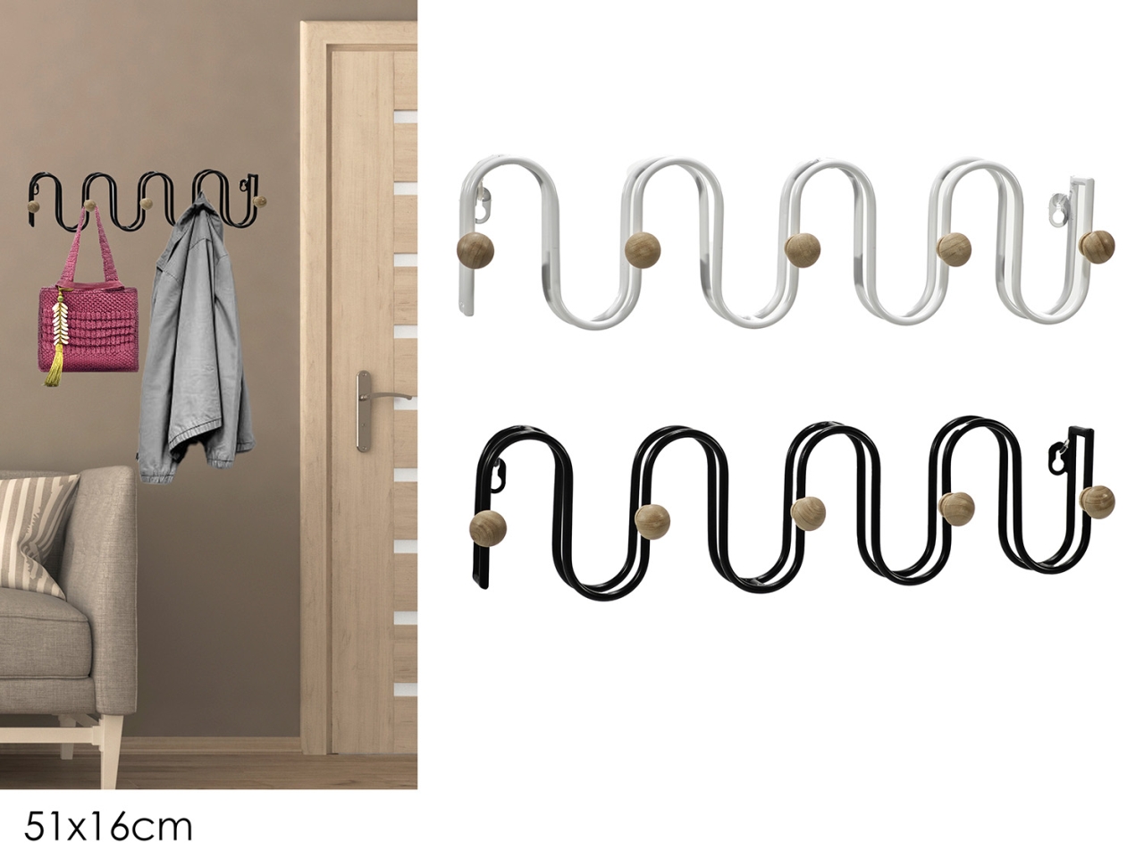 APPENDIABITI DA MURO 5 POSTI 51X13CM 522161