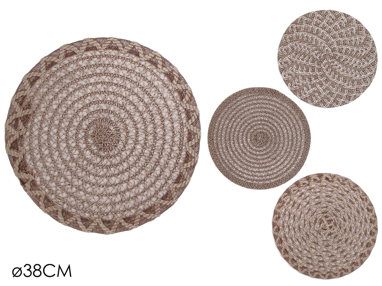 TOVAGLIETTA TONDA D.38CM IN 4 ASSORTIMENTI 596284 TOVAGLIETTA TONDA D.38CM IN 4 ASSORTIMENTI 596284