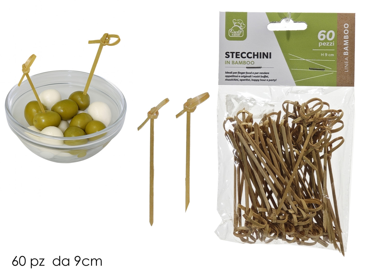 STECCHINI BAMBOO 9CM SET DA 60 STECCHINI 605703A STECCHINI BAMBOO 9CM SET DA 60 STECCHINI 605703A