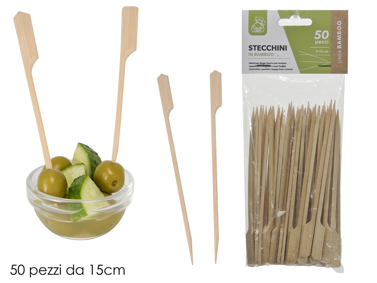 STECCHINI BAMBOO 15CM SET DA 50 STECCHINI 605719 STECCHINI BAMBOO 15CM SET DA 50 STECCHINI 605719